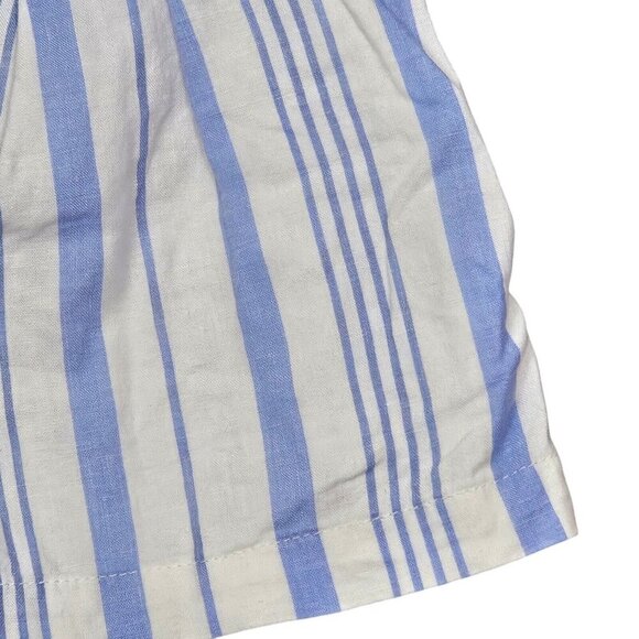 Forever 21 Blue White Shorts Zipper Elastic Pockets Linen High Waist Size Small - Picture 7 of 11